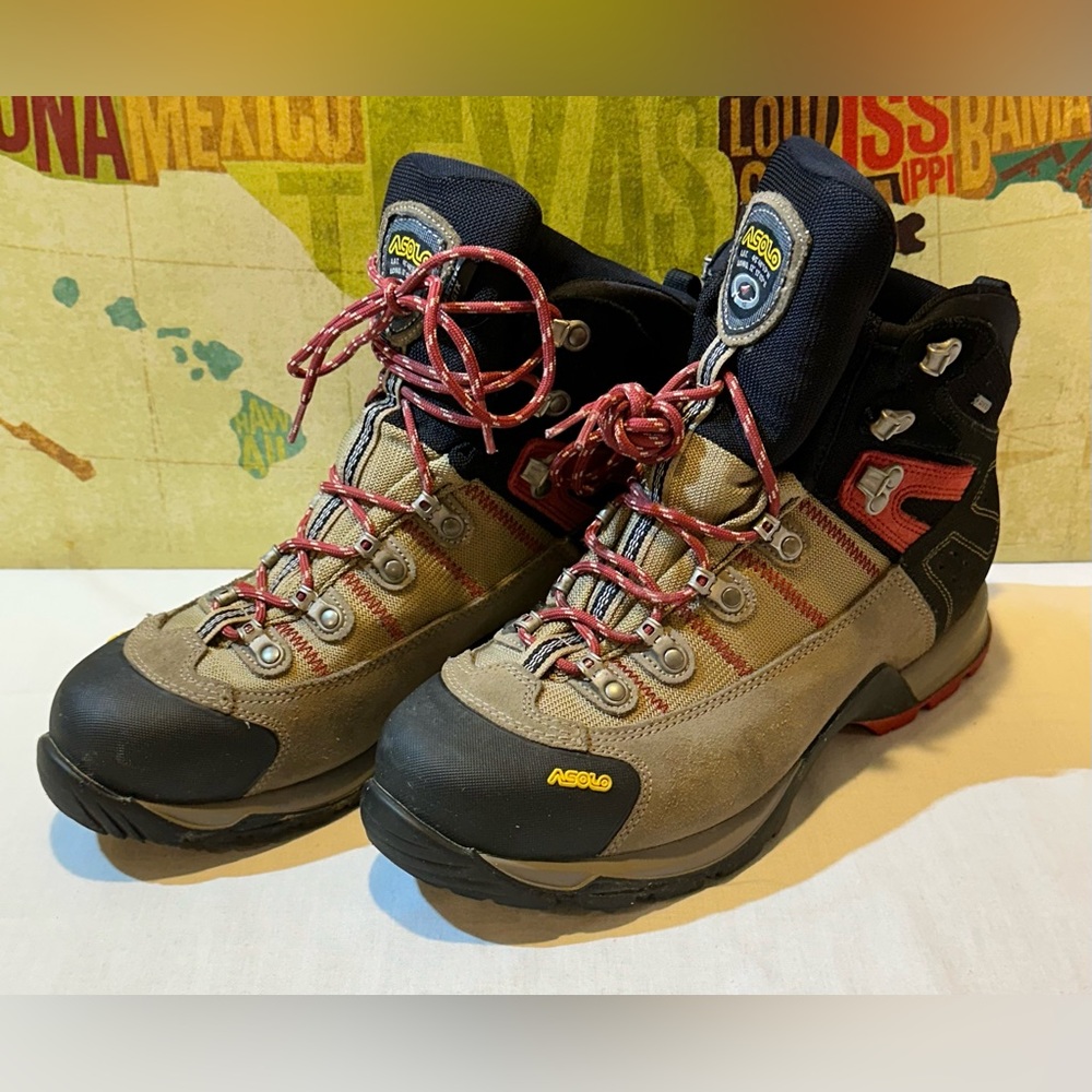 Asolo Men's Fugitive GTX Hiking Boot Wool/Black US Men 11.5 Red Brown Authentic